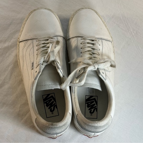 Vans Women's White Leather Lace Up Sneakers Size 10 (Men’s 8.5) - Picture 5 of 12